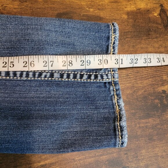 Silver Jeans Size 30 Tuesday Mid Straight Thick Stitch Ripped Medium Light Wash - Picture 10 of 12
